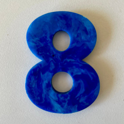 Custom recycled plastic house number for letterboxes blue variant number 8.