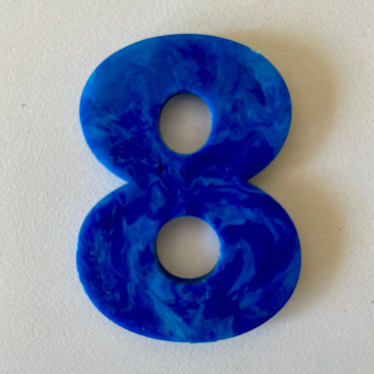 Custom recycled plastic house number for letterboxes blue variant number 8.
