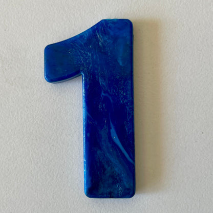Custom recycled plastic house number for letterboxes blue variant number 1.