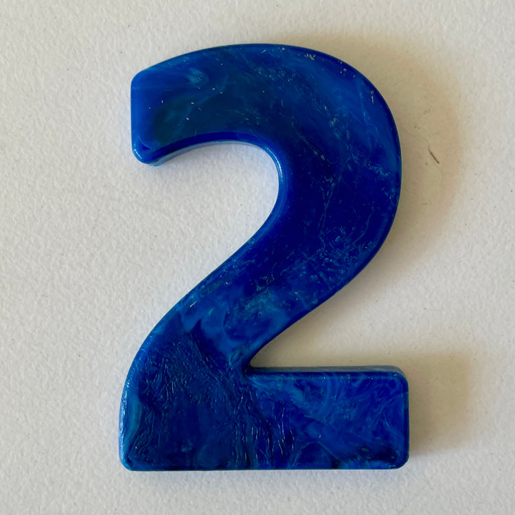 Custom recycled plastic house number for letterboxes blue variant number 2.