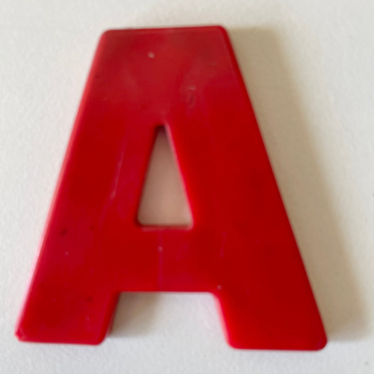 Custom recycled plastic house number for letterboxes red variant letter A