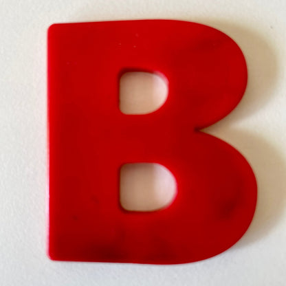 Custom recycled plastic house number for letterboxes red variant letter B.