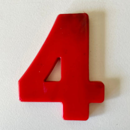 Custom recycled plastic house number for letterboxes red variant number 4.