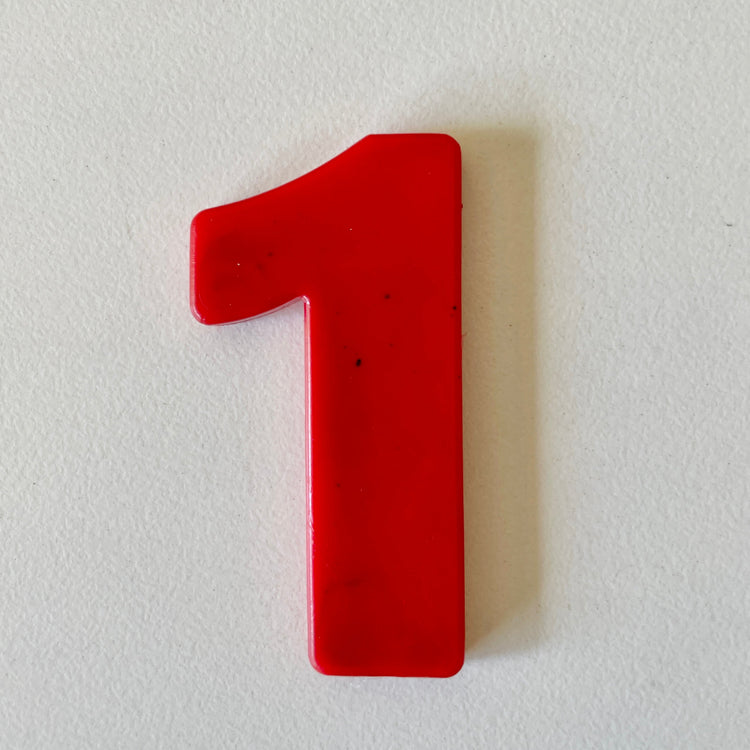 Custom recycled plastic house number for letterboxes red variant number 1.