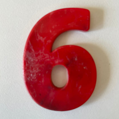 Custom recycled plastic house number for letterboxes red variant number 6.