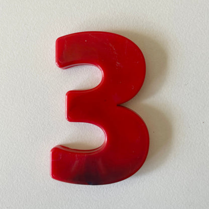 Custom recycled plastic house number for letterboxes red variant number 3.