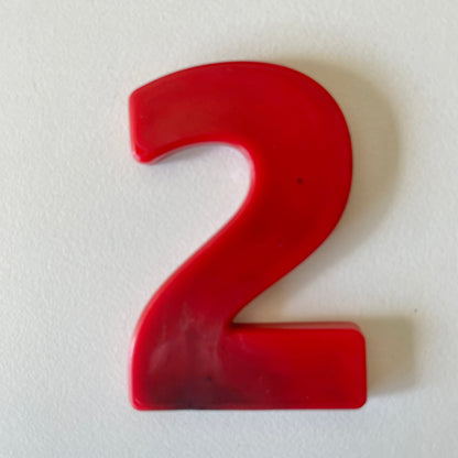 Custom recycled plastic house number for letterboxes red variant number 2.