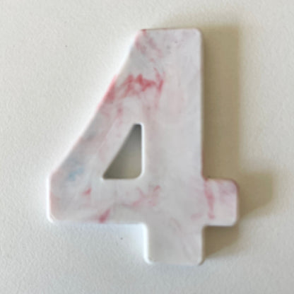 Custom recycled plastic house number for letterboxes white variant number 4.