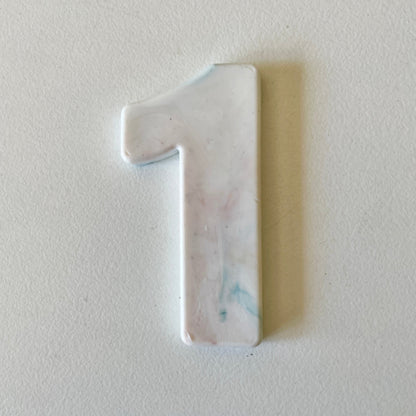 Custom recycled plastic house number for letterboxes white variant number 1.