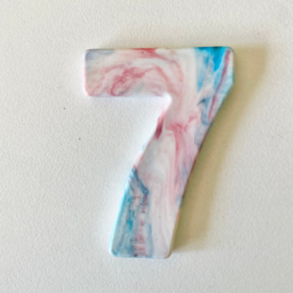 Custom recycled plastic house number for letterboxes white variant number 7.