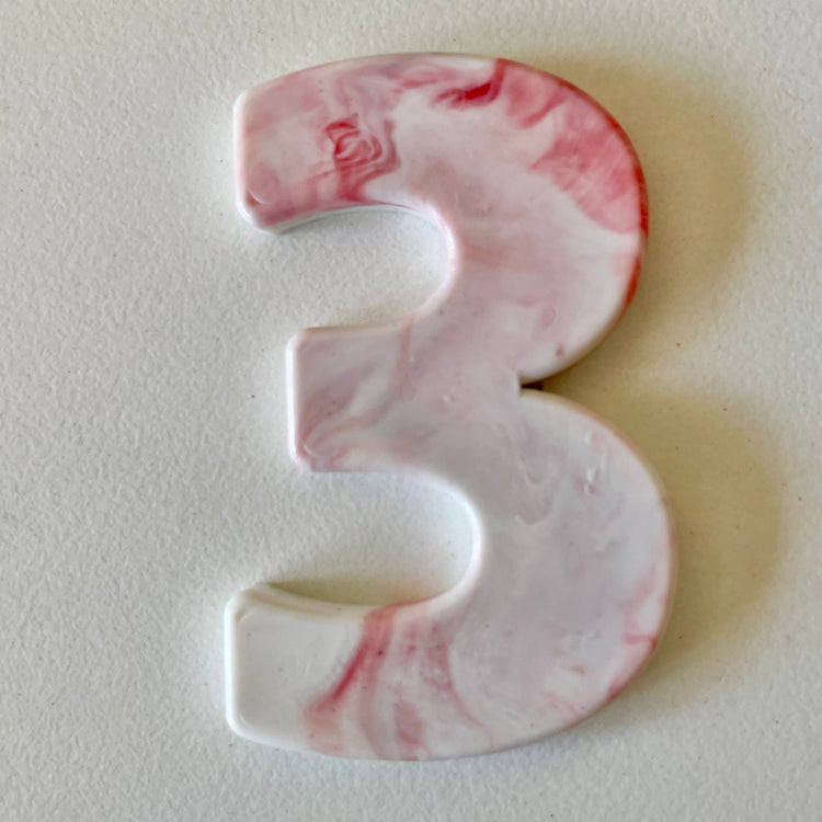 Custom recycled plastic house number for letterboxes white variant number 3.