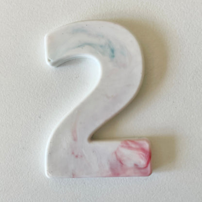 Custom recycled plastic house number for letterboxes white variant number 2.
