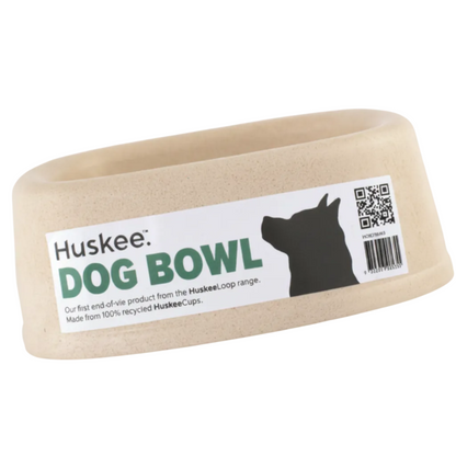 A 750ml Huskee sustainable dog bowl made from 100% recycled coffee cups in natural.