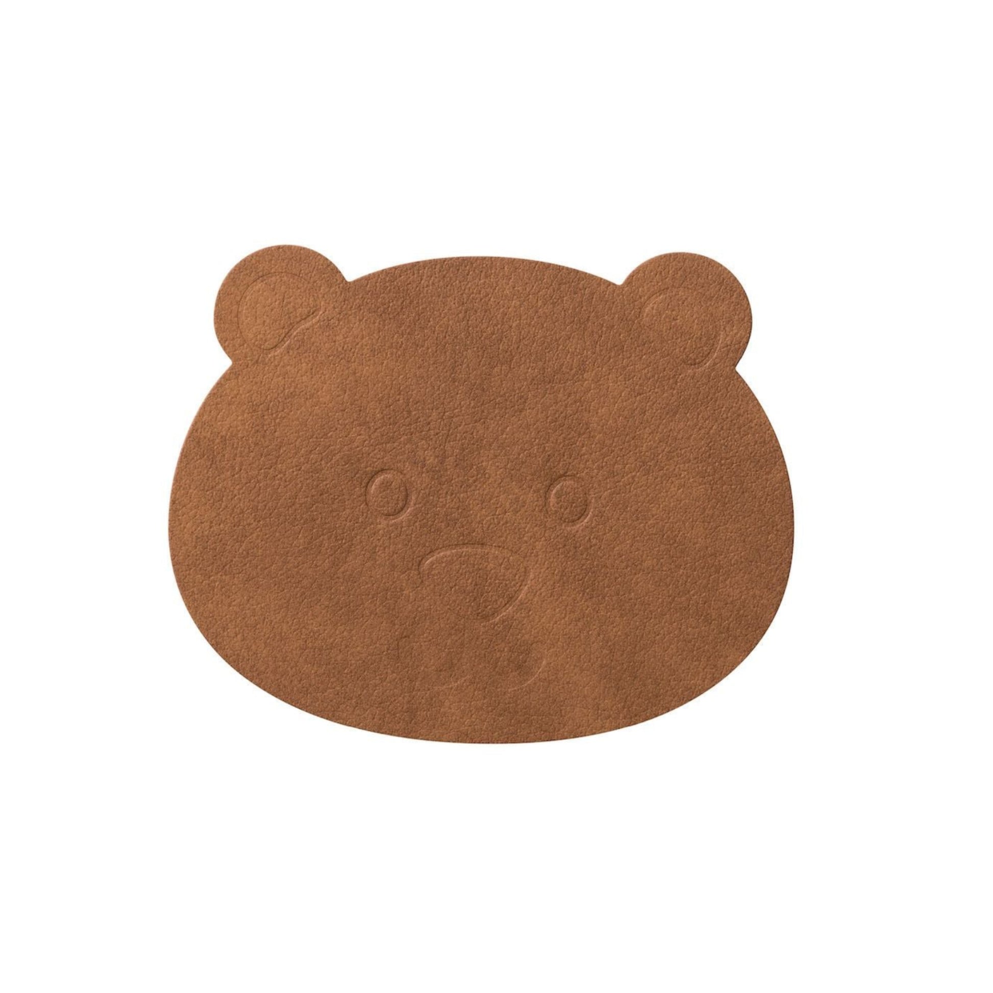 LIND DNA kids recycled leather shape swatch sample for coasters in bear shape.