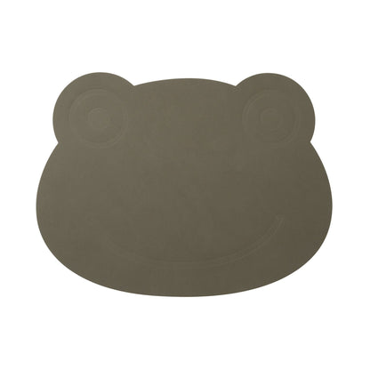 LIND DNA kids recycled leather shape swatch sample for placemats in frog shape.