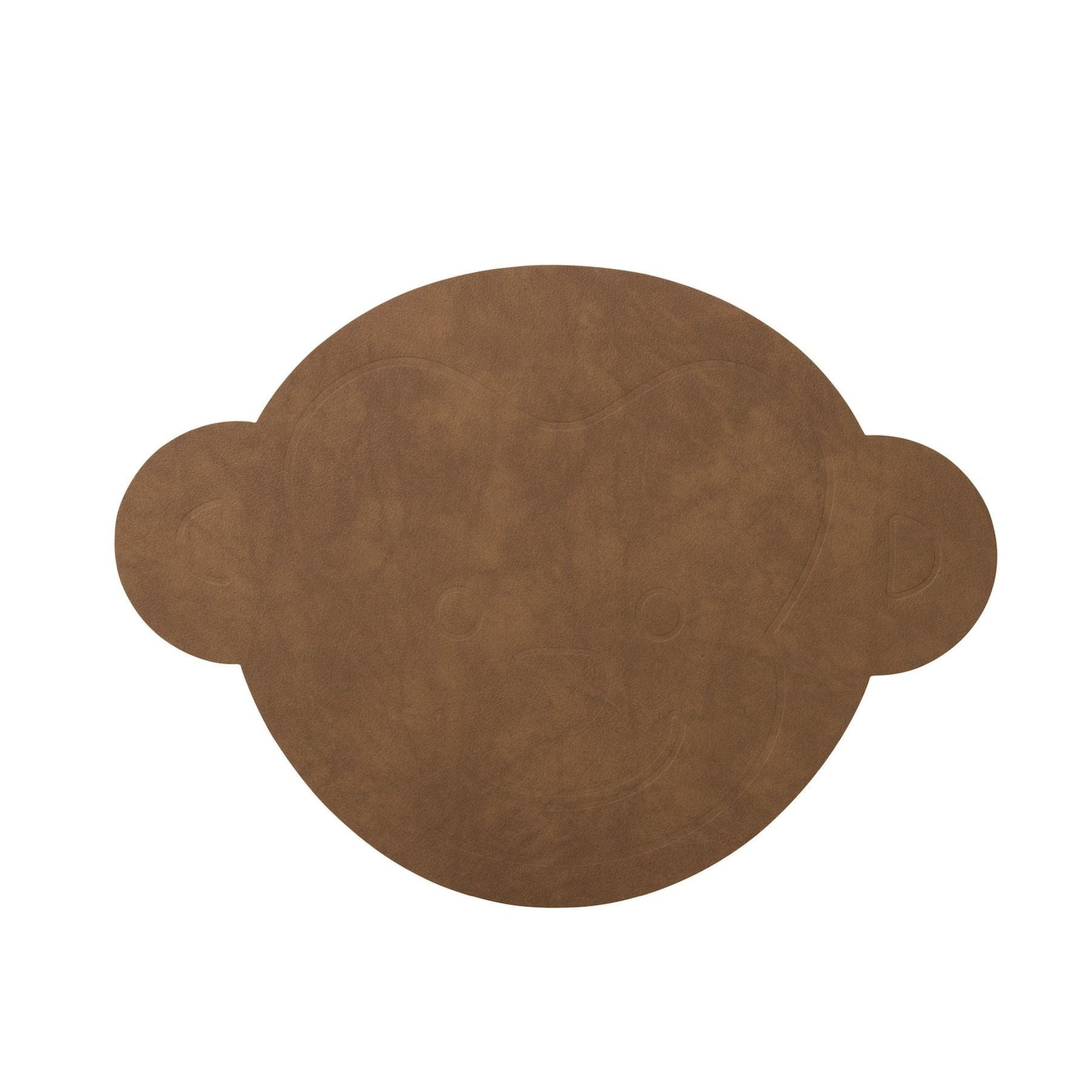LIND DNA kids recycled leather shape swatch sample for placemats in monkey shape.