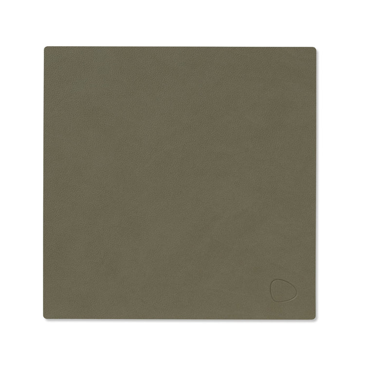 LIND DNA recycled leather colour swatch sample in Army green for sustainable designer homewares.