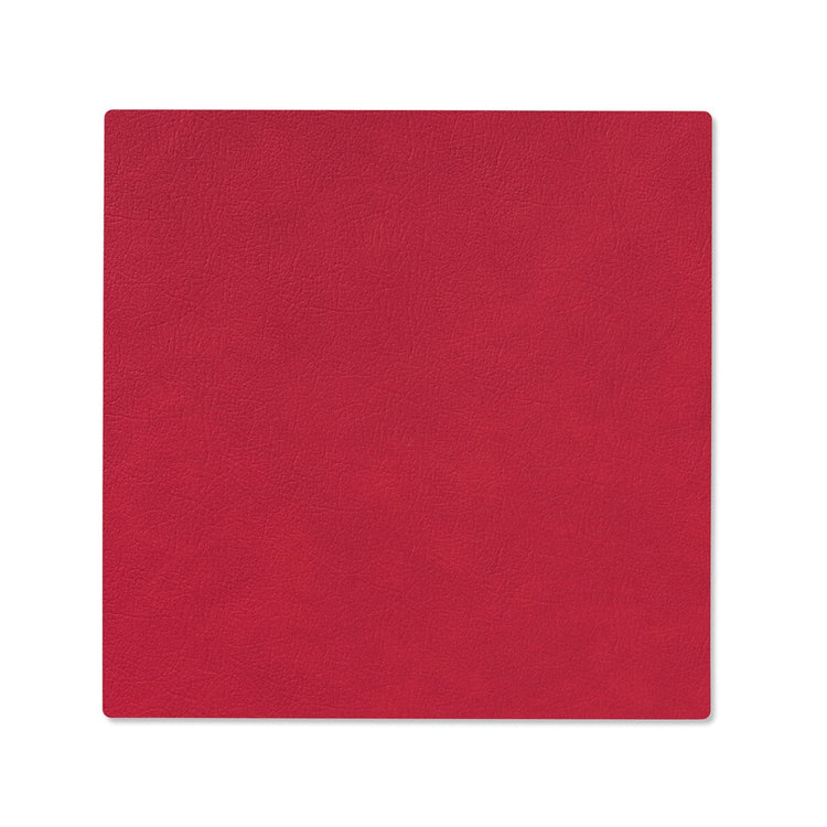 LIND DNA recycled leather colour swatch sample in Red for sustainable designer homewares.