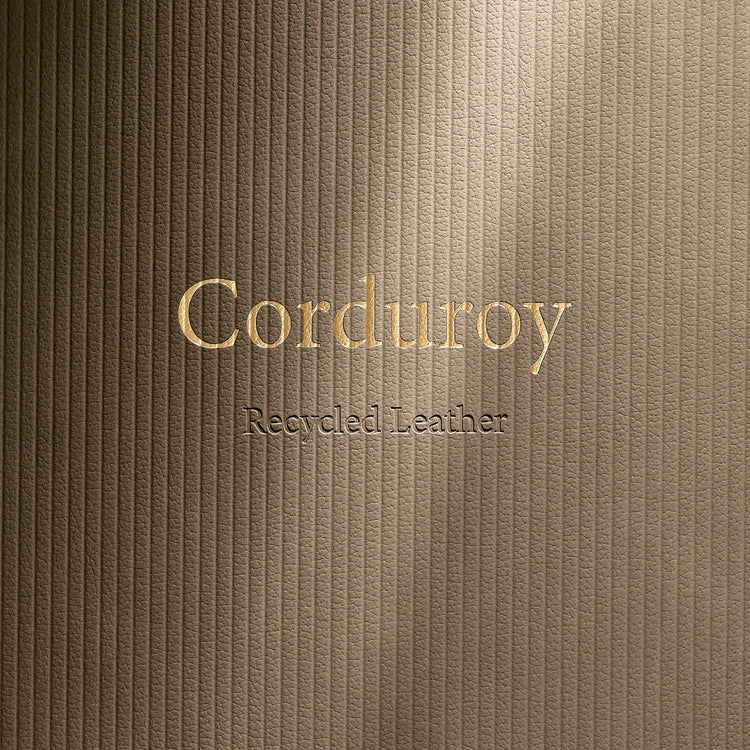 LIND DNA recycled leather texture swatch sample in Corduroy finish for sustainable designer homewares.