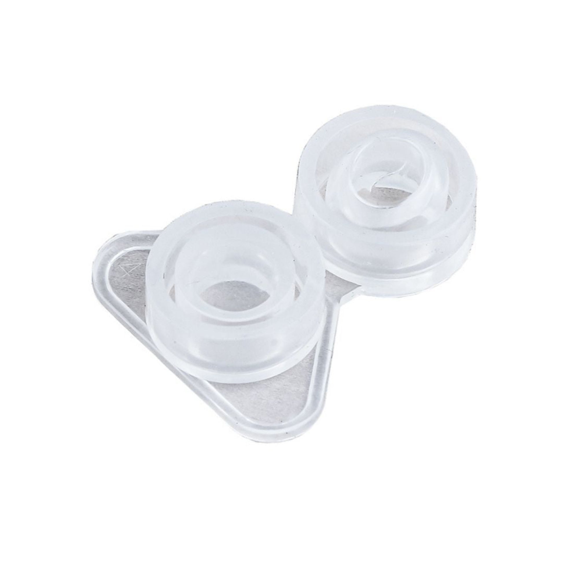 Close up view highlighting the clear, removable one piece food grade silicone replacement valve for Re-Play sippy cups.