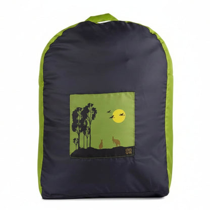 remove the label overlay in the top right corner and remove the small backpack on the right