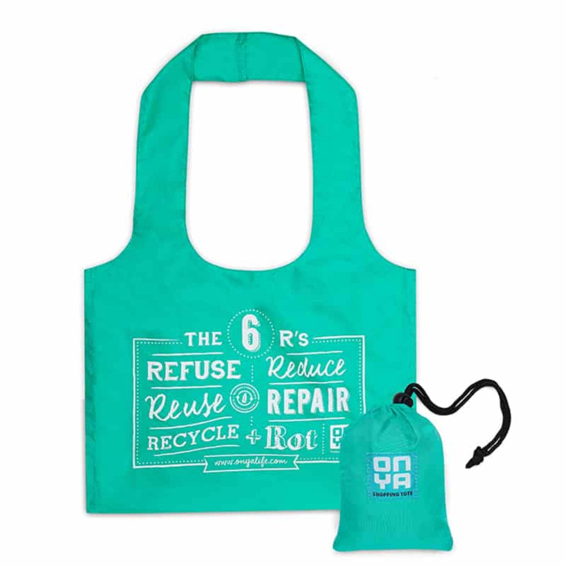 Onya heavy duty reusable shopping tote bag with an extra wide gusset and 10kg capacity on a clean white background, available in Australia in aqua.