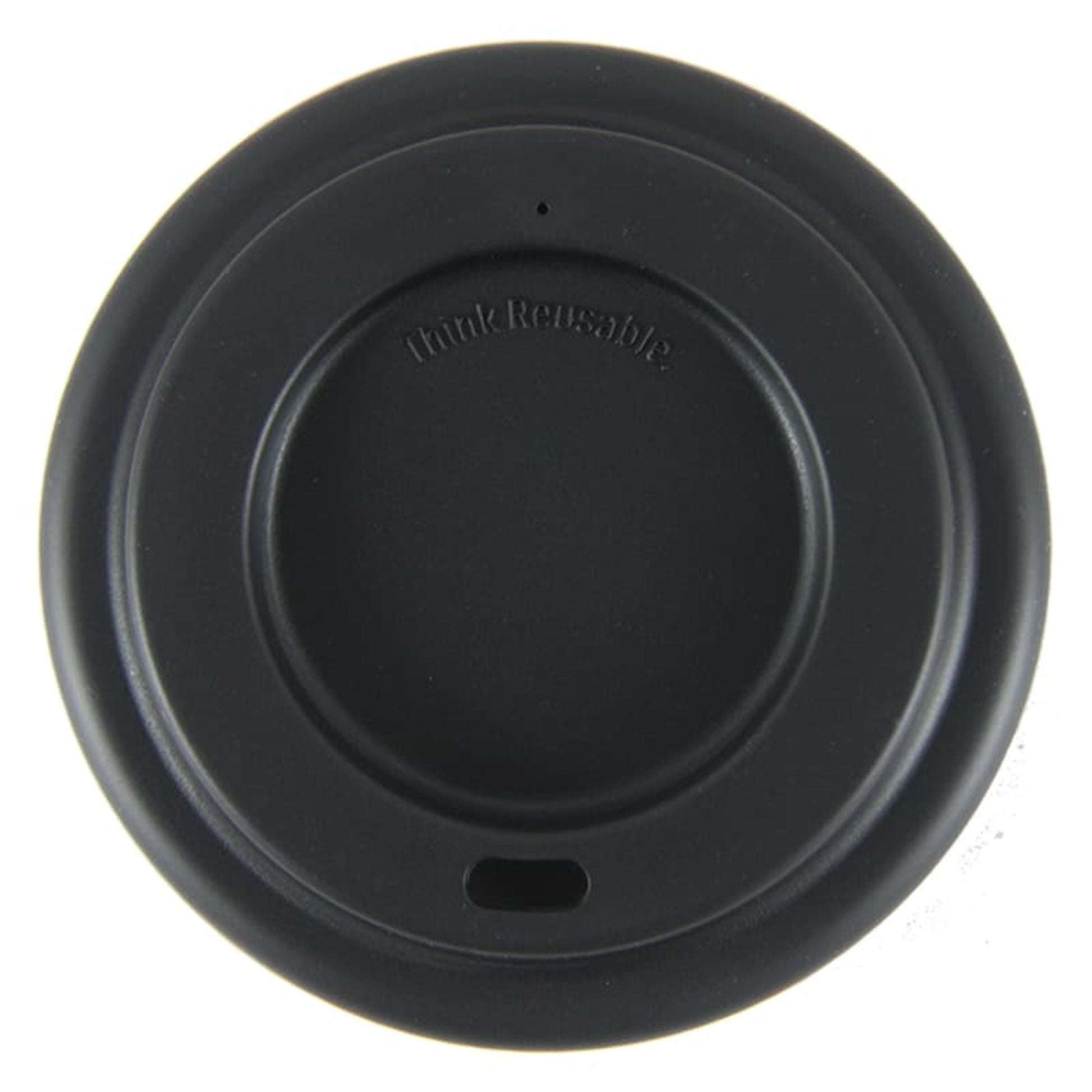 Single Onya replacement coffee cup lid made from flexible food safe silicone on a clean white background, available in Australia in black.