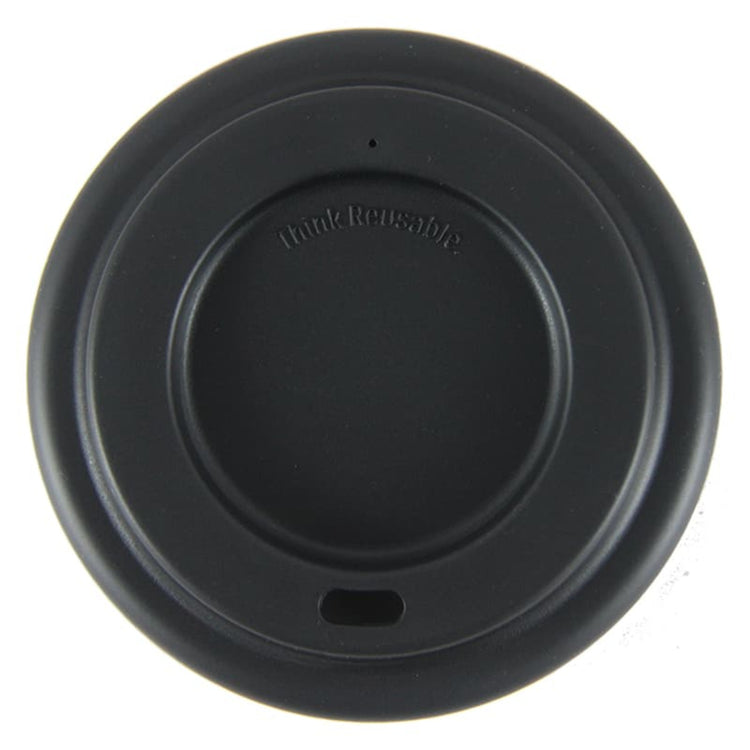 Single Onya replacement coffee cup lid made from flexible food safe silicone on a clean white background, available in Australia in black.