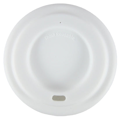 Single Onya replacement coffee cup lid made from flexible food safe silicone on a clean white background, available in Australia in white.