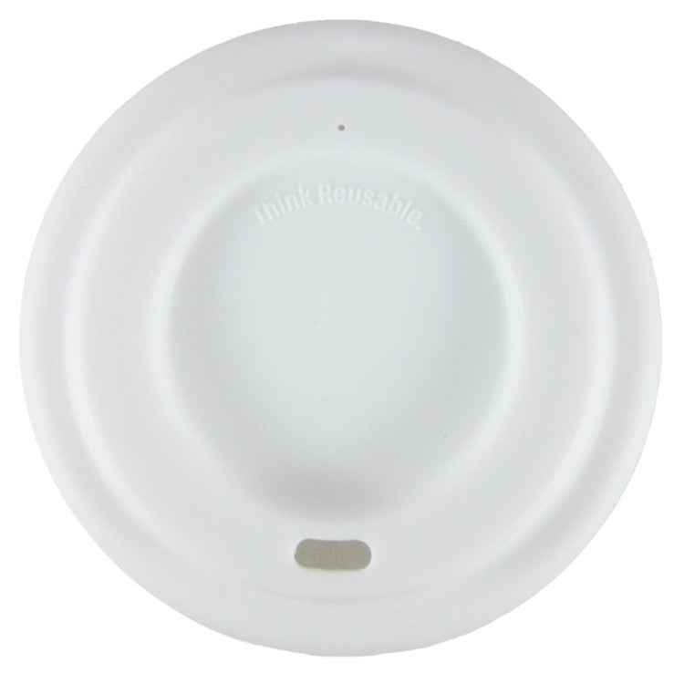 Single Onya replacement coffee cup lid made from flexible food safe silicone on a clean white background, available in Australia in white.