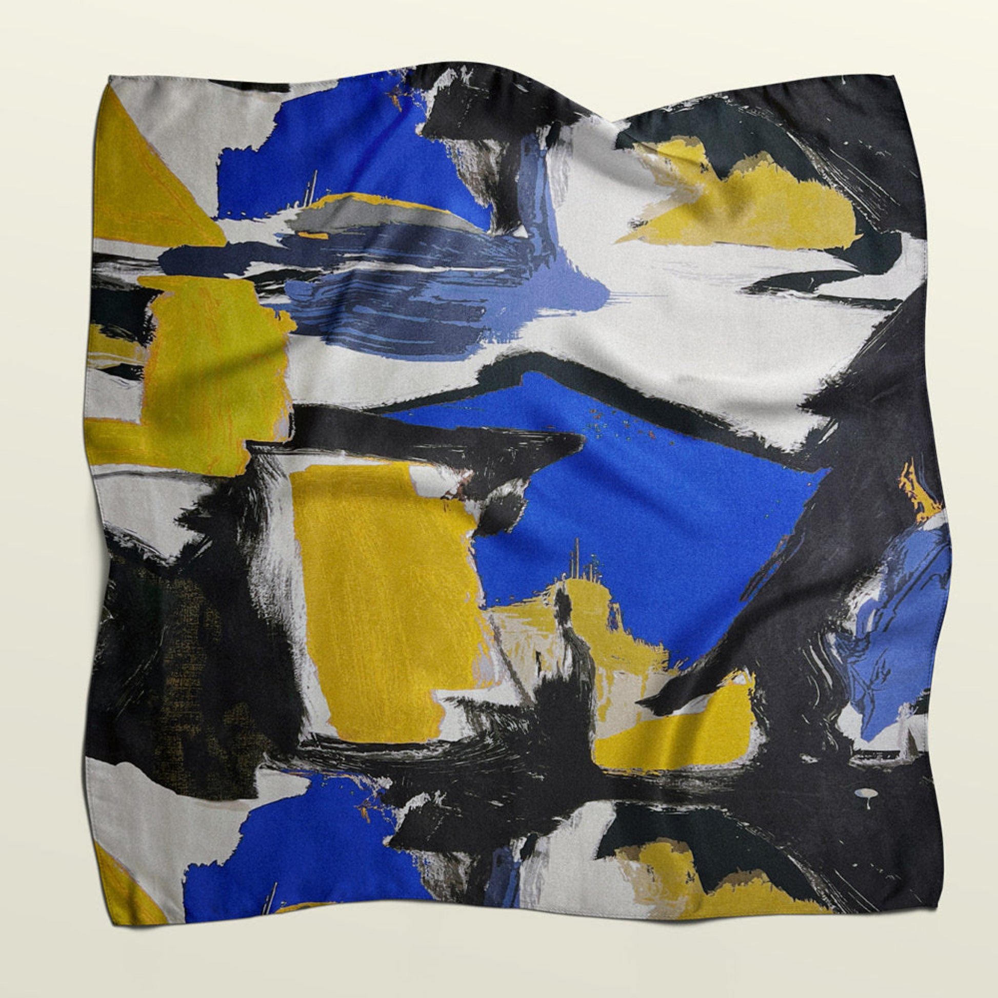 Flat unfolded sheet of Painterly reusable fabric wrap. Zero-waste textile alternative to paper wrapping.