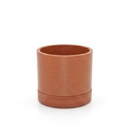 Portland recycled plastic plant pot with matching saucer. Terracotta mini.