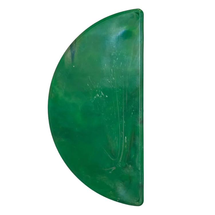 Single 96mm half moon drawer pull handle made from eco friendly marbled recycled plastic in green.