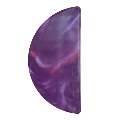 Single 96mm half moon drawer pull handle made from eco friendly marbled recycled plastic in purple.