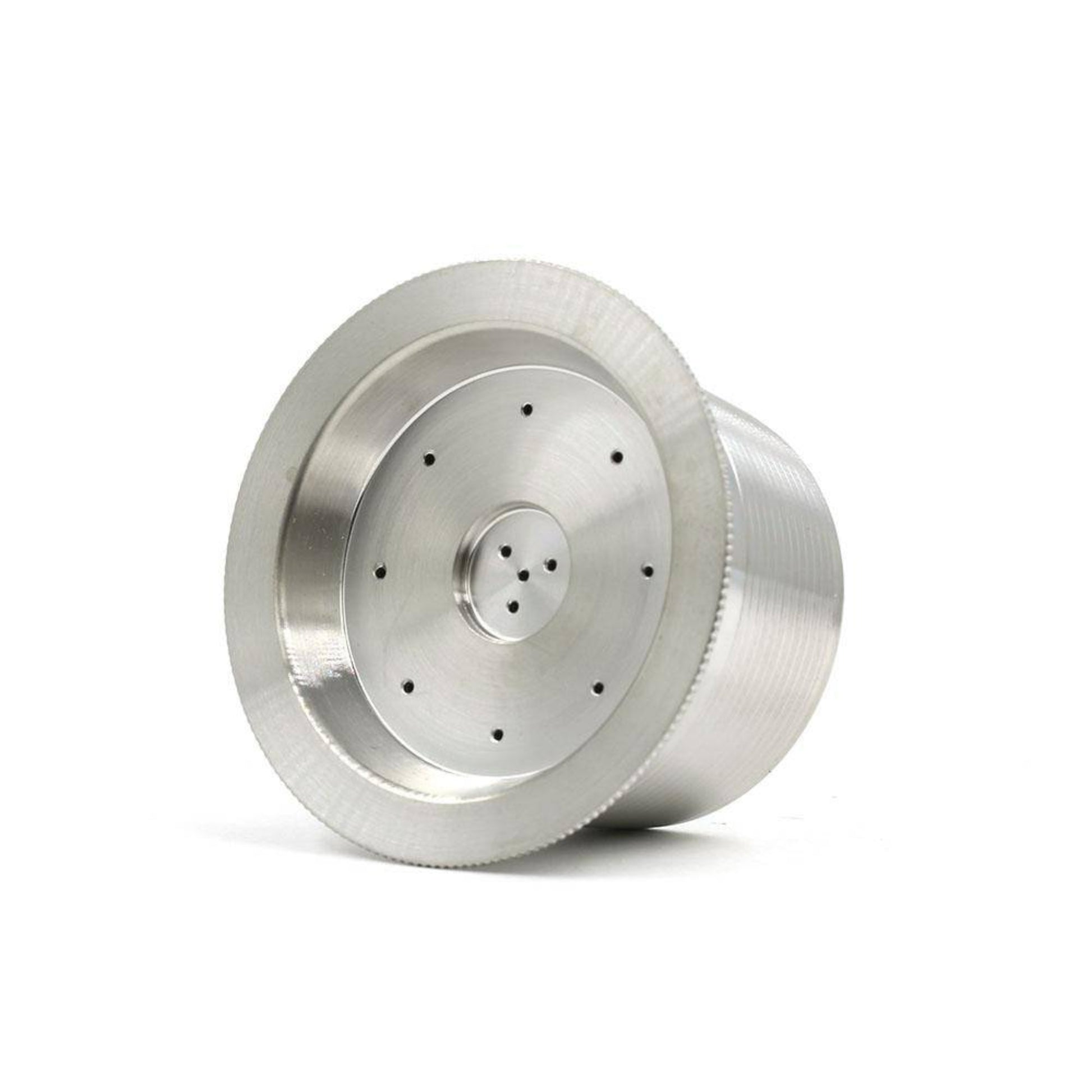 Close up of premium marine-grade 316L stainless steel refillable coffee capsule for Aldi K-fee, Caffitaly or Verismo systems.