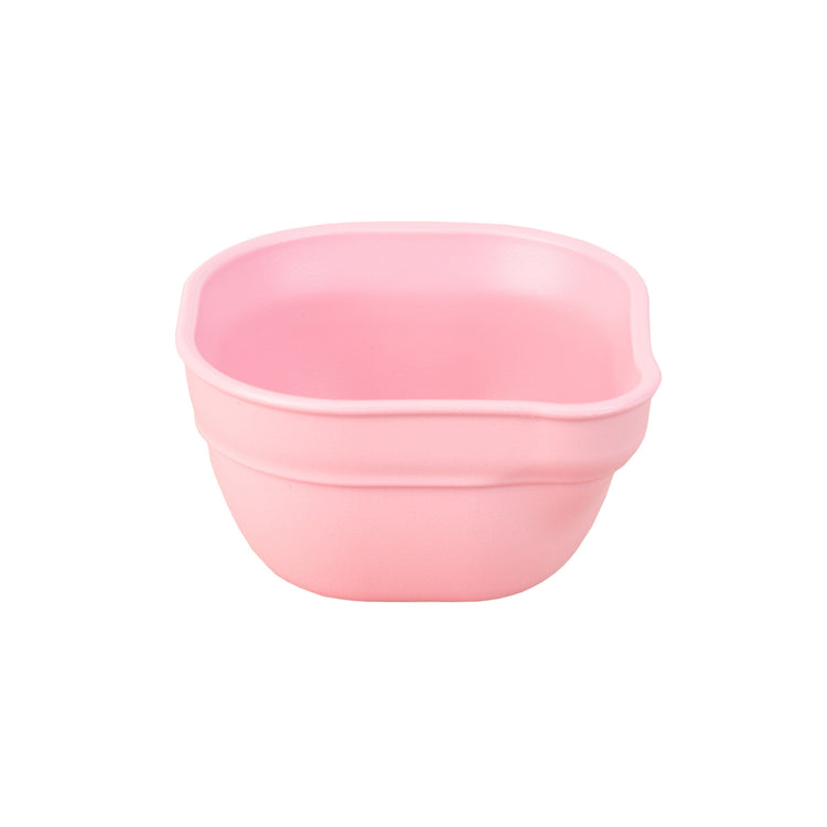 Single Re Play recycled plastic dip and pour bowl featuring an integrated pouring spout on a clean white background, available in Australia in baby pink.