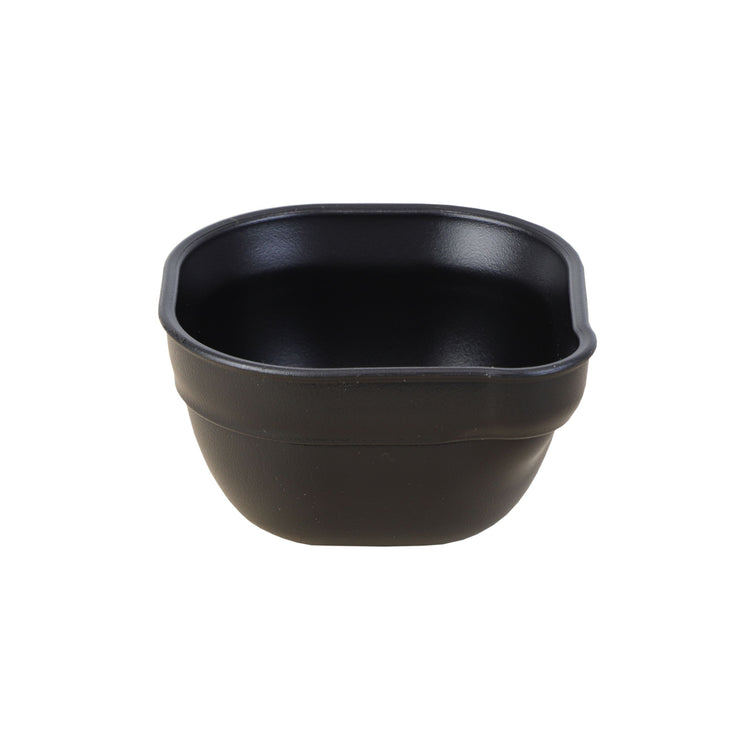 Single Re Play recycled plastic dip and pour bowl featuring an integrated pouring spout on a clean white background, available in Australia in black.