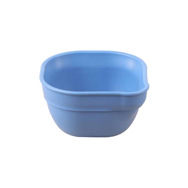 Single Re Play recycled plastic dip and pour bowl featuring an integrated pouring spout on a clean white background, available in Australia in denim.