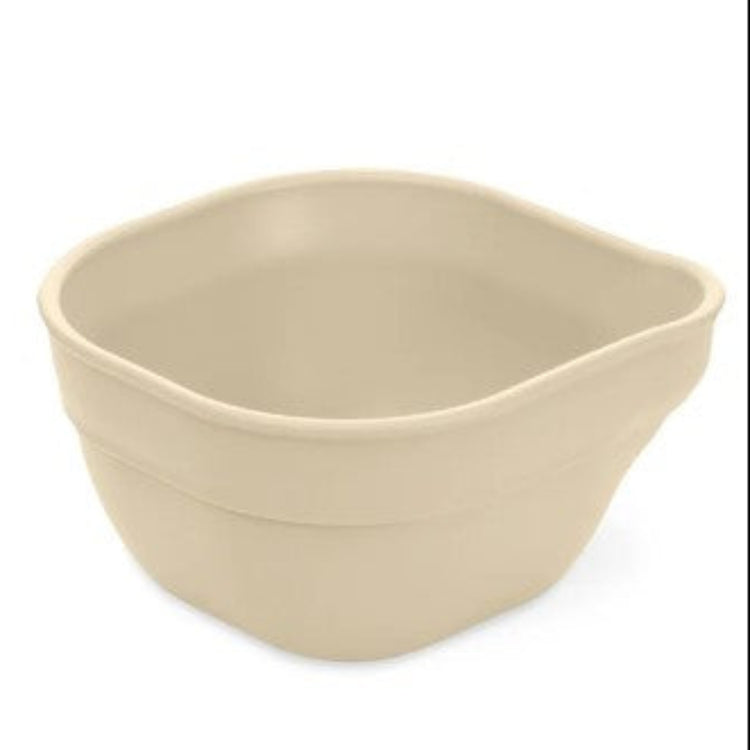 Single Re Play recycled plastic dip and pour bowl featuring an integrated pouring spout on a clean white background, available in Australia in sand.