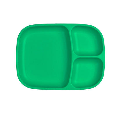 Single Re-Play recycled plastic divided tray with multiple food compartments and deep walls on a clean white background, available in Australia in Green.