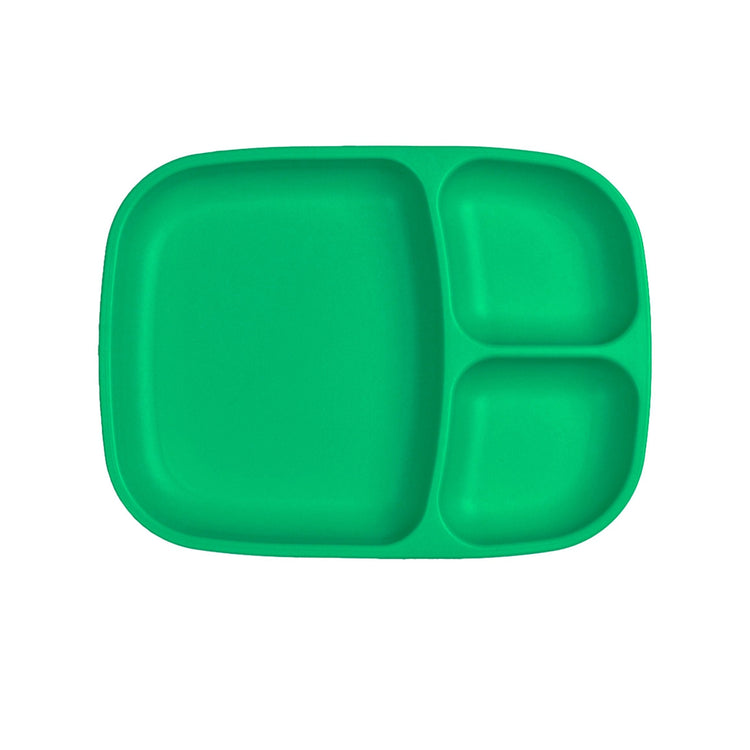 Single Re-Play recycled plastic divided tray with multiple food compartments and deep walls on a clean white background, available in Australia in Green.