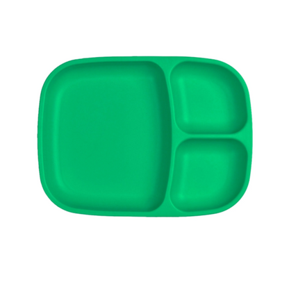 Single Re-Play recycled plastic divided tray with multiple food compartments and deep walls on a clean white background, available in Australia in kelly green.