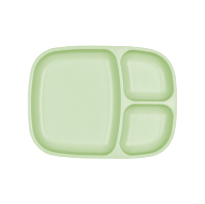 Single Re-Play recycled plastic divided tray with multiple food compartments and deep walls on a clean white background, available in Australia in leaf.