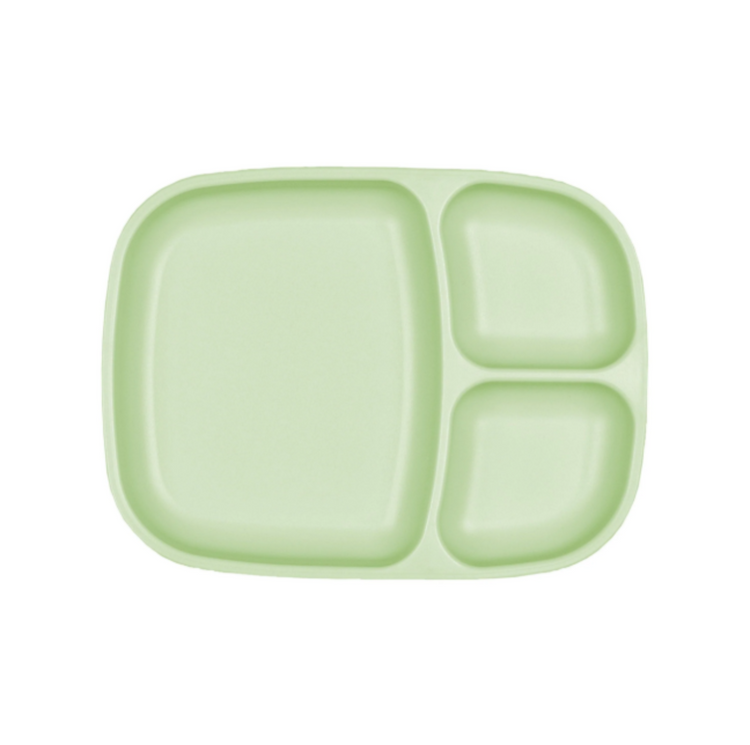 Single Re-Play recycled plastic divided tray with multiple food compartments and deep walls on a clean white background, available in Australia in leaf.