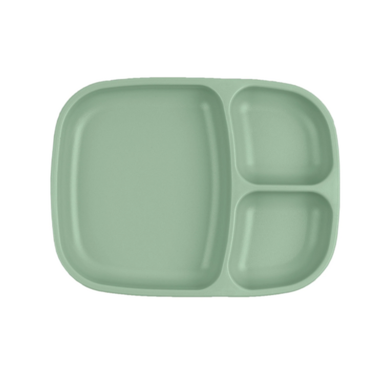 Single Re-Play recycled plastic divided tray with multiple food compartments and deep walls on a clean white background, available in Australia in sage.