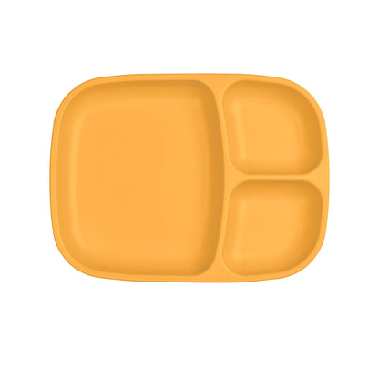 Single Re-Play recycled plastic divided tray with multiple food compartments and deep walls on a clean white background, available in Australia in Sunny Yellow.