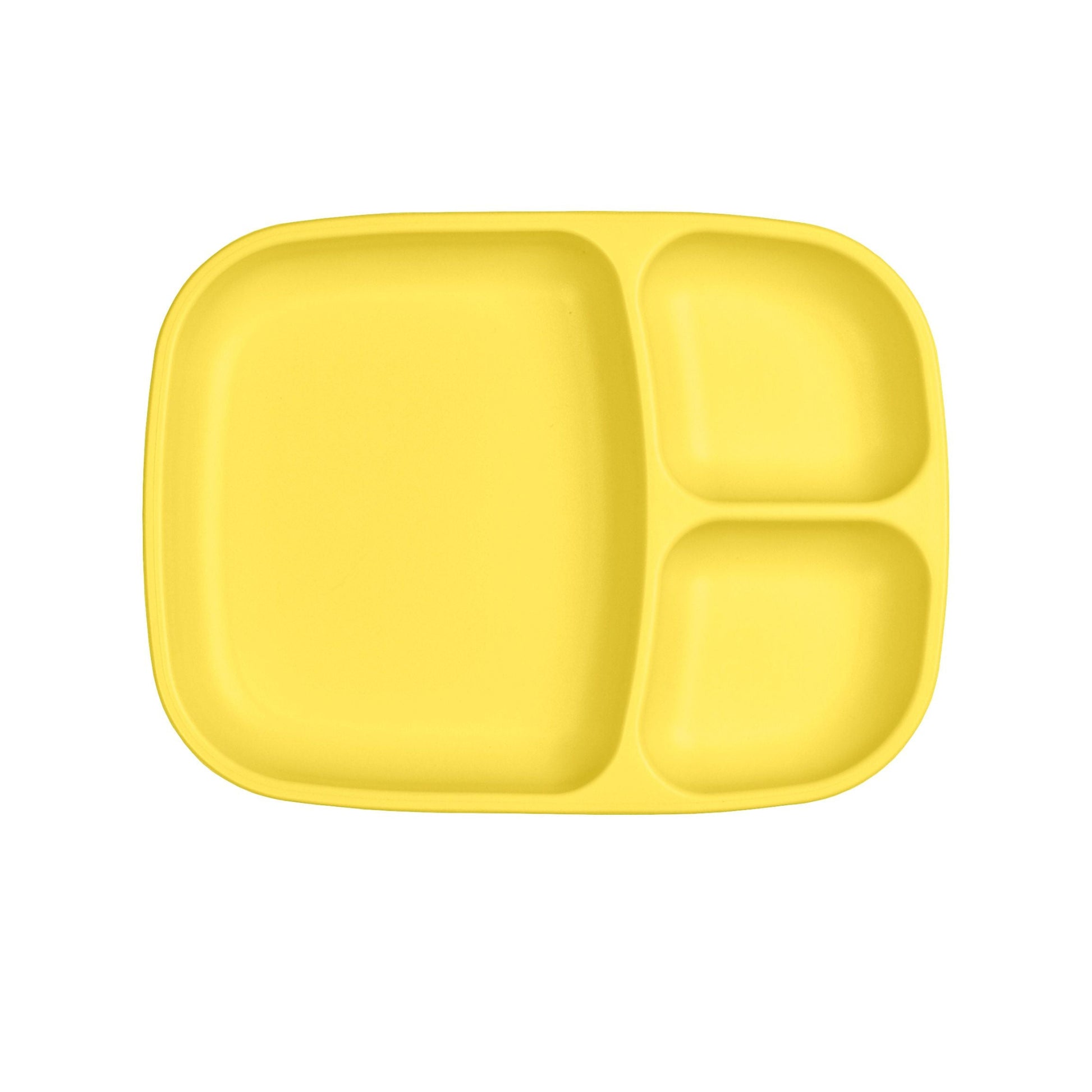 Single Re-Play recycled plastic divided tray with multiple food compartments and deep walls on a clean white background, available in Australia in yellow.
