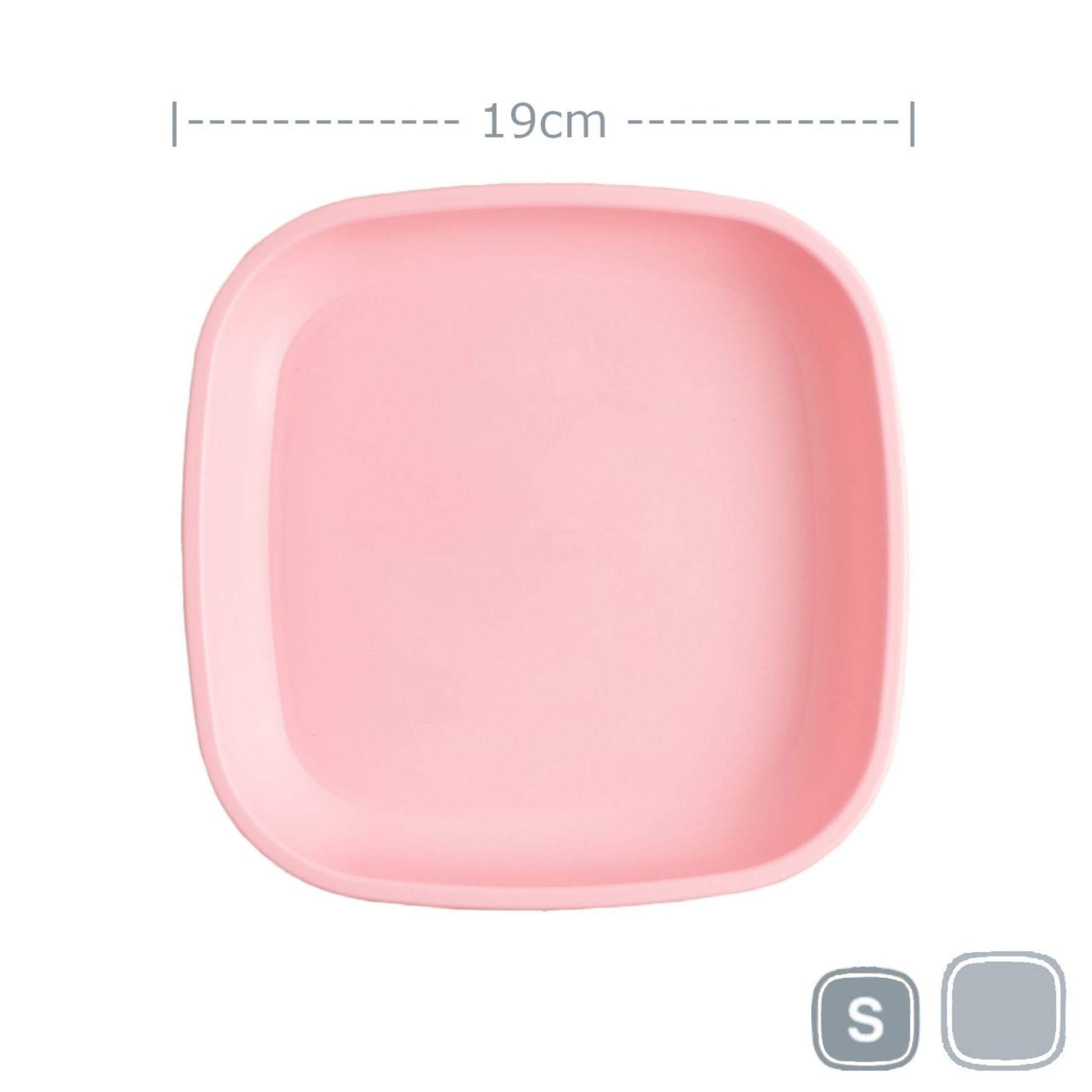 Single Re-Play recycled plastic open flat toddler plate with deep walls on a clean white background, available in Australia Baby Pink.