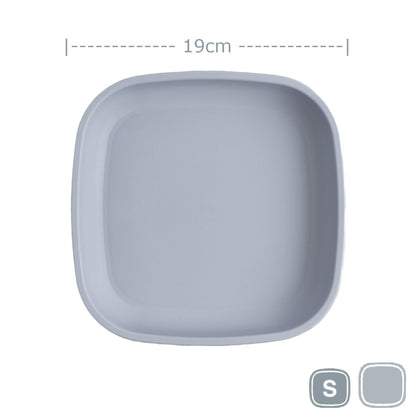 Single Re-Play recycled plastic open flat toddler plate with deep walls on a clean white background, available in Australia  Grey.