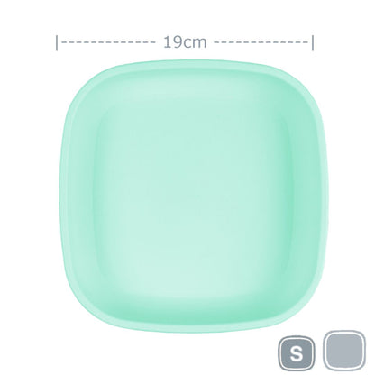 Single Re-Play recycled plastic open flat toddler plate with deep walls on a clean white background, available in Australia Mint.